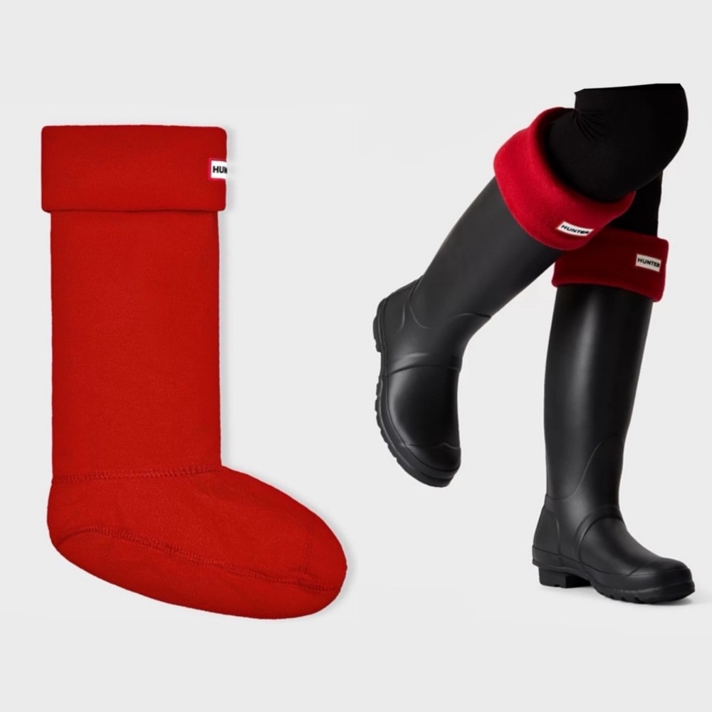 Hunter Red Fleece Welly Tall Boot Socks
